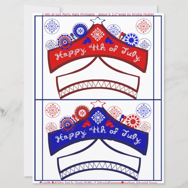 Happy 4th of July Red White Blue Party Hats Crafts (Front)