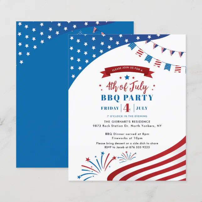 Happy 4th of July Red White Blue Party Invitation | Zazzle