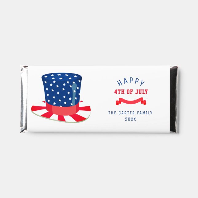 Happy 4th of July Red White Blue Patriotic Party  Hershey Bar Favors (Front)