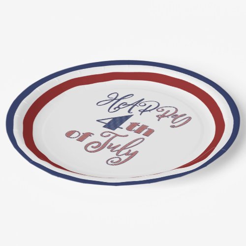 Happy 4th of July Red White Blue Stars and Stripes Paper Plates
