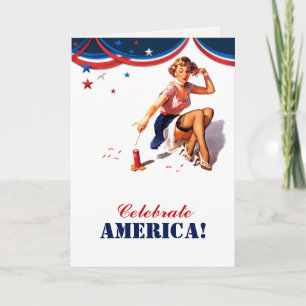 Happy 4th of July. Retro Pin-up Card