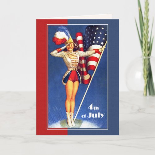 Happy 4th of July Retro Pin_up  Card