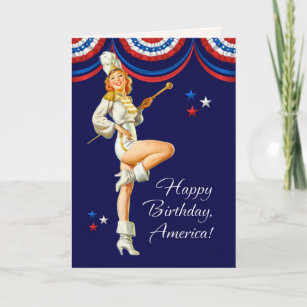 Happy 4th of July. Retro Pin-up  Card