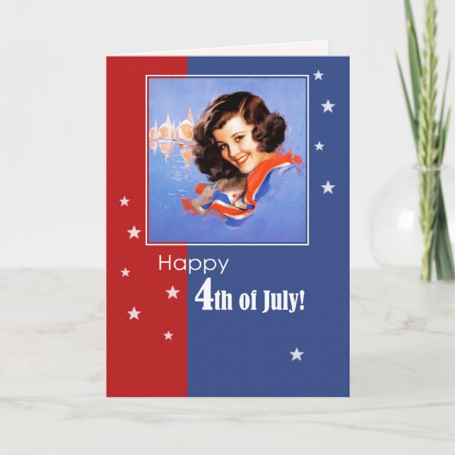 Happy 4th of July. Retro Pin-up  Card (Front)