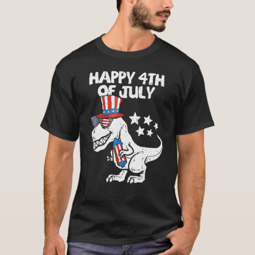 Happy 4th Of July Rex Dino Dinosaur Baby Toddler B T_Shirt