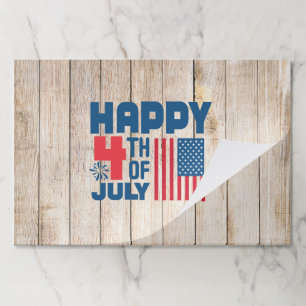 Happy 4th Of July Rustic wood paper placement Pad