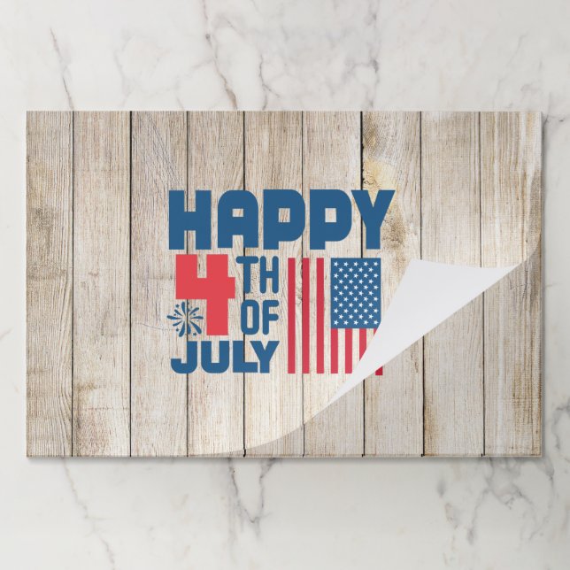 Happy 4th Of July Rustic wood paper placement Pad (Folded)