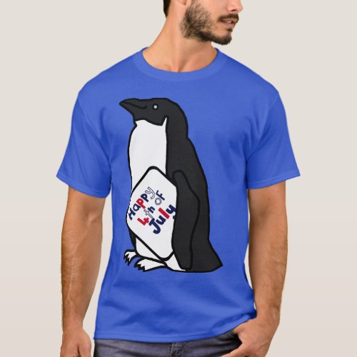 Happy 4th of July says Cute Penguin T_Shirt