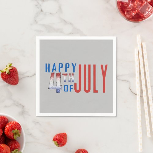 Happy 4th of July Shimmer Word Art  Napkins