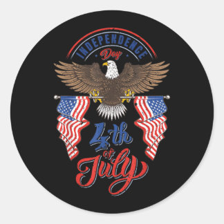 Happy 4th Of July Shirt Independence Day Retro USA Classic Round Sticker