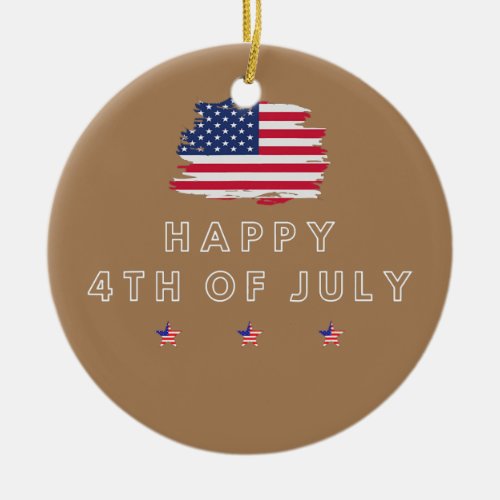 Happy 4th of July Simple American Flag  Ceramic Ornament