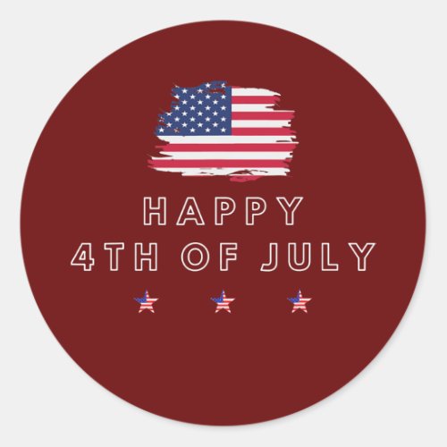 Happy 4th of July Simple American Flag  Classic Round Sticker