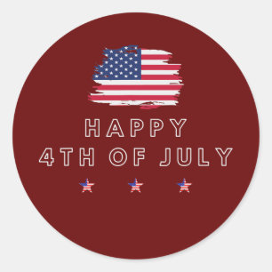 Happy 4th of July Simple American Flag Classic Round Sticker
