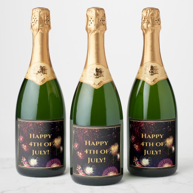 Happy 4th of July Sparkling Wine Label (Bottles)