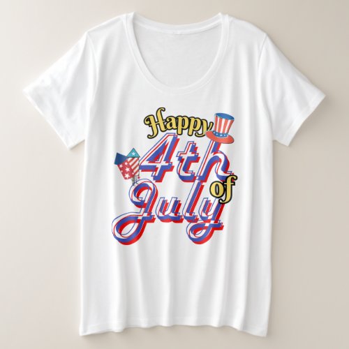 Happy 4th of July Special Cool Red Blue White  Plus Size T_Shirt
