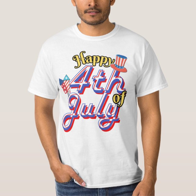 Happy 4th of July Special Cool Red Blue White  T-Shirt (Front)