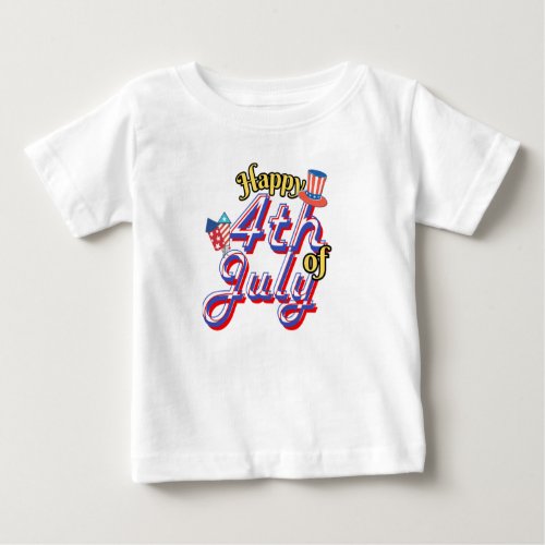 Happy 4th of July Special Cute Red Blue White  Baby T_Shirt