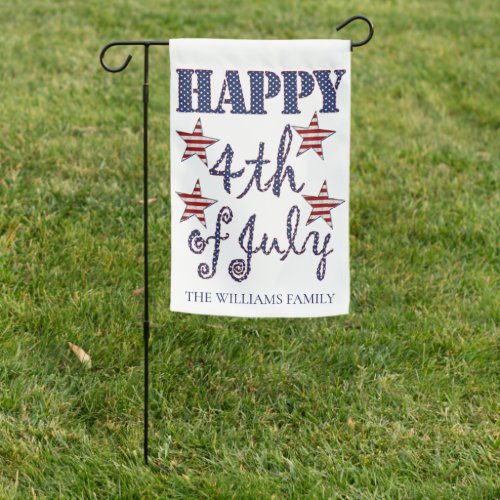 Happy 4th of July Stars and Stripes Add Name Garden Flag
