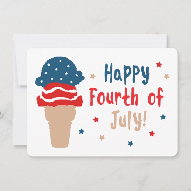Happy 4th of July Stars and Stripes Ice Cream Invitation (Front)