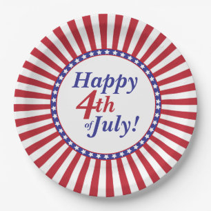 Happy 4th of July Stars and Stripes Paper Plates