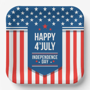 Happy 4th of July Stars and Stripes   Paper Plates
