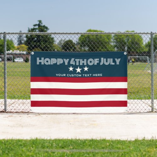 Happy 4th of July Stars And Stripes Party Outdoor Banner