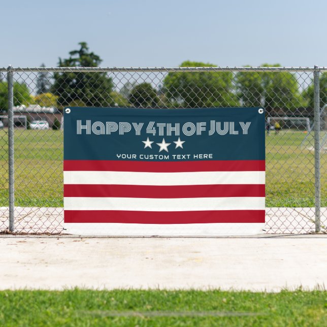 Happy 4th of July Stars And Stripes Party Outdoor Banner (Insitu)