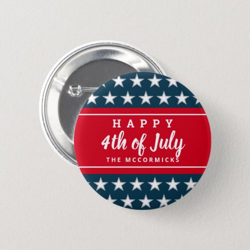 Happy 4th of July Stars And Stripes Personalized Button