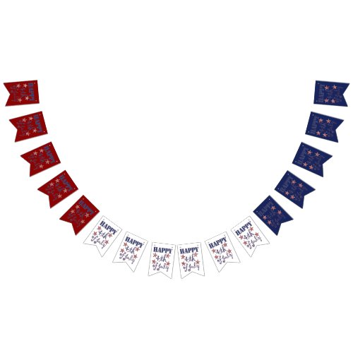 Happy 4th of July Stars and Stripes Red White Blue Bunting Flags