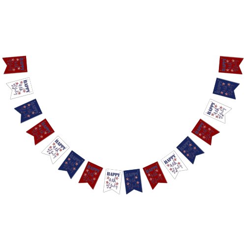 Happy 4th of July Stars and Stripes Red White Blue Bunting Flags
