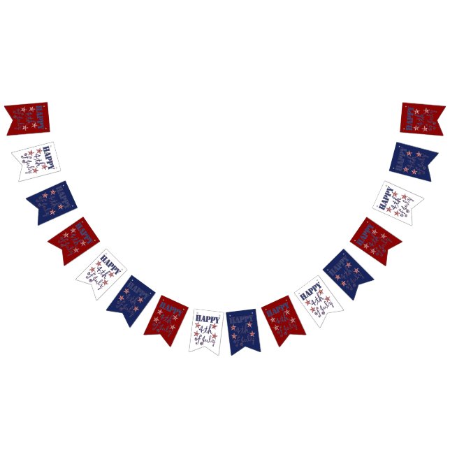 Happy 4th of July Stars and Stripes Red White Blue Bunting Flags (All)