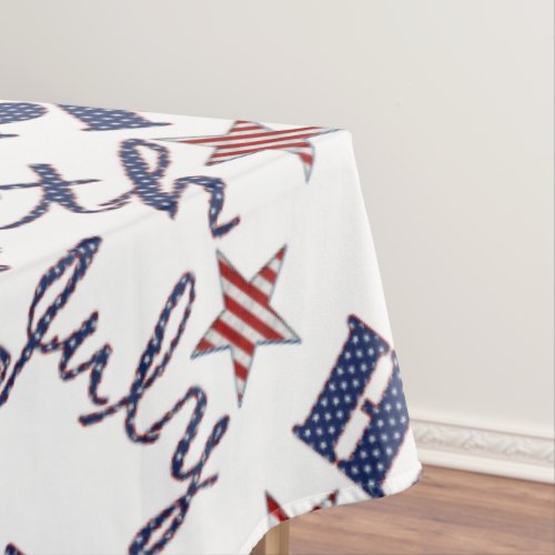 Happy 4th of July Stars and Stripes Text Patriotic Tablecloth