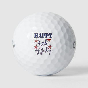 Happy 4th of July Stars and Stripes Typography Golf Balls