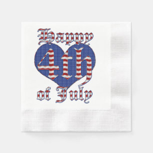 Happy 4th of July Stars and Stripes Typography Nap Napkins