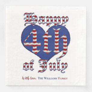 Happy 4th of July Stars and Stripes Typography Pap Paper Dinner Napkins
