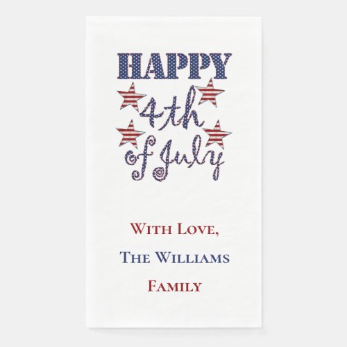 Happy 4th of July Stars and Stripes Typography Paper Guest Towels