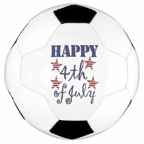 Happy 4th of July Stars and Stripes Typography Soccer Ball