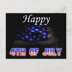 Happy 4th of July Stars Stripes Fireworks Display Postcard