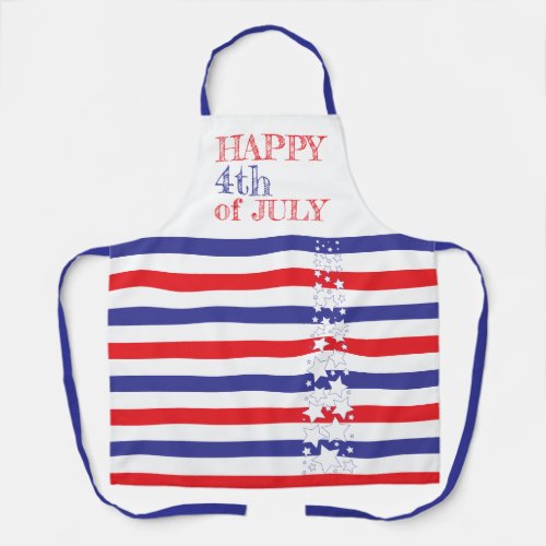 Happy 4th of July Stars  Stripes Medium Apron