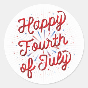 Happy 4th of July Stickers (Red)