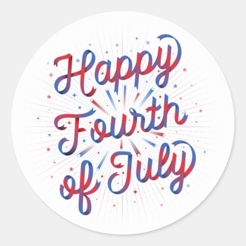 Happy 4th of July Stickers RedBlue Gradient
