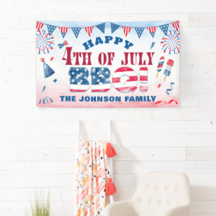 Happy 4th of July Summer BBQ Party Banner