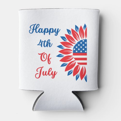 Happy 4th Of July Sunflower Can Cooler