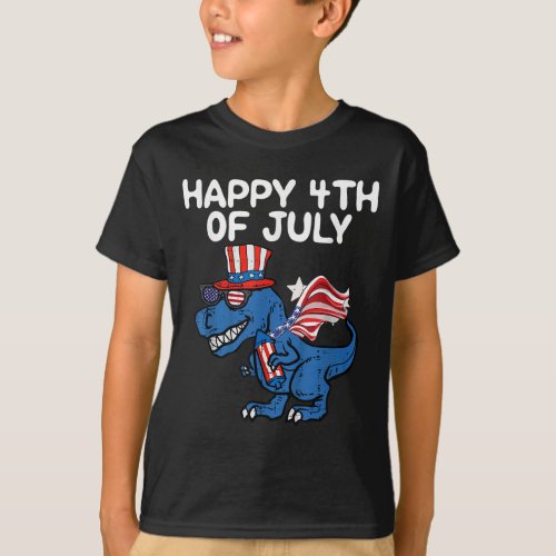 Happy 4th Of July T_Rex Dino Dinosaur T_Shirt