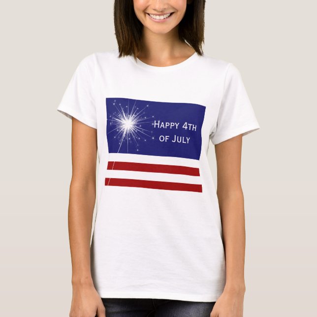 Happy 4th of July T-shirt with Sparkler (Front)