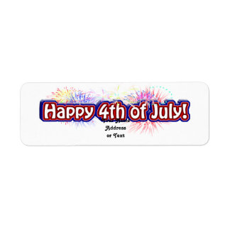 Happy 4th of July Text Design w/Fireworks Label