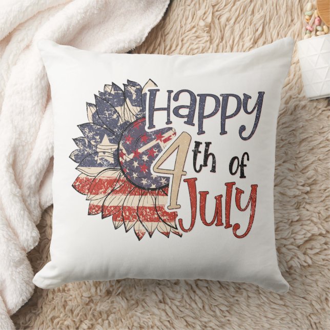 Happy 4th of July Throw Pillow (Blanket)