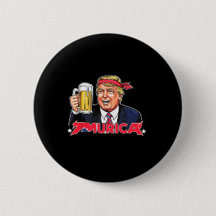 Happy 4th Of July Trump American Flag Merica Trump Button