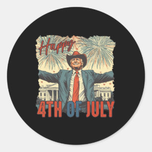 Happy 4th Of July Trump Independence Day Classic Round Sticker