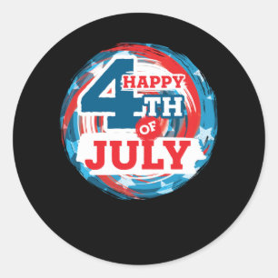 Happy 4th of July - USA flag Color Classic Round Sticker